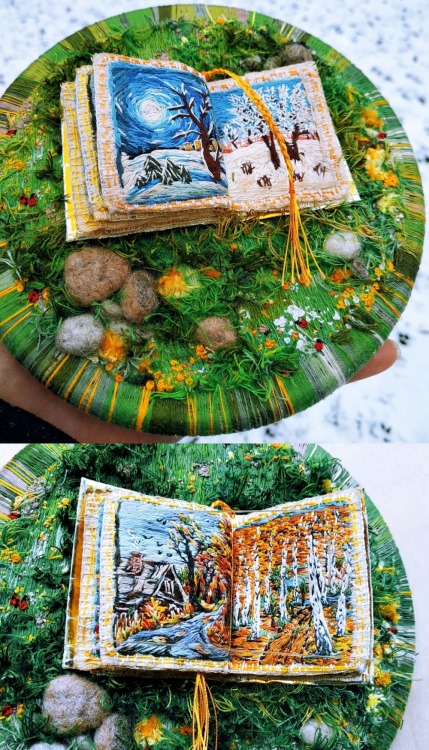 sosuperawesome:Mini Embroidered Seasons Book / Art Hoops / Van Gogh Embroidered JournalTatiana Rukod