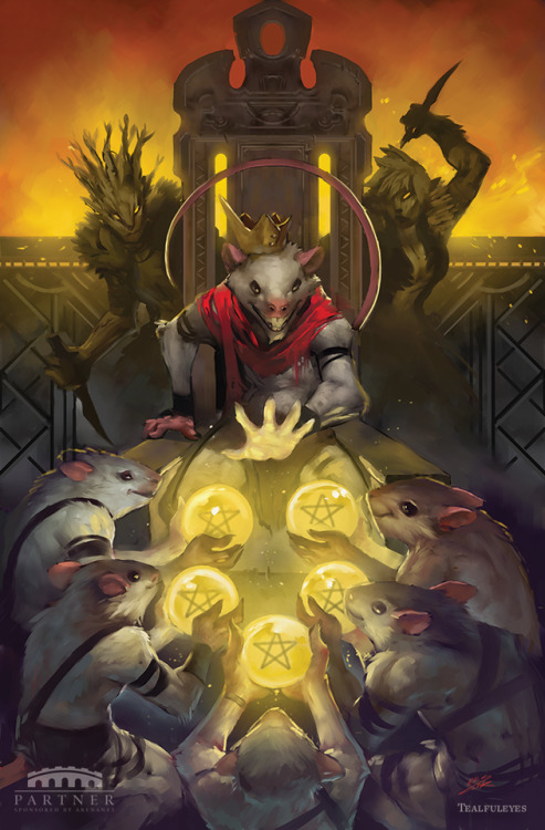 tealfuleyes:  I had the lovely opportunity to do the Five of Pentacles illustration for the Tyrian T