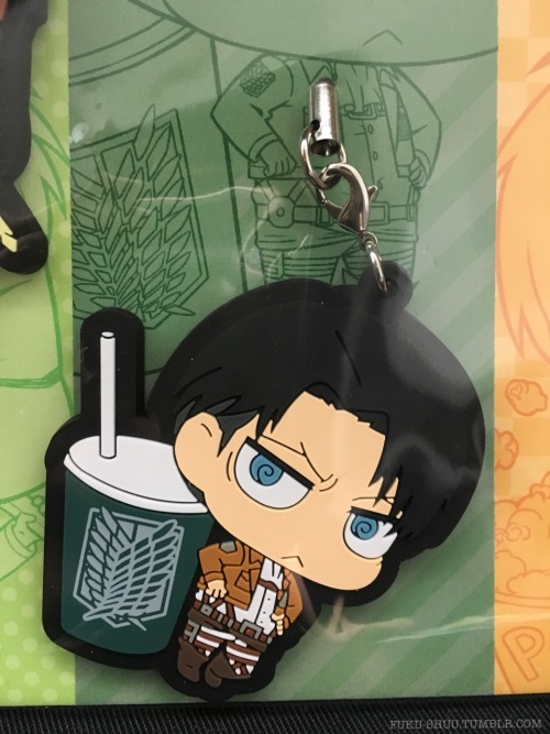 Part 1 of my Shingeki no Kyojin merchandise haul for today: official concessions-themed chimi chara keychains featuring Jean, Levi, Eren, and Erwin sold only during the 2015 theater screenings of the 2nd SnK compilation film (Shingeki no Kyojin Kouhen: