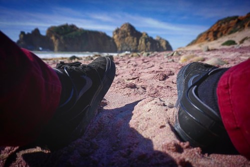 I found a beach that legit had purple sand. #californiacoast #californiaadventure #purplesandbeach #