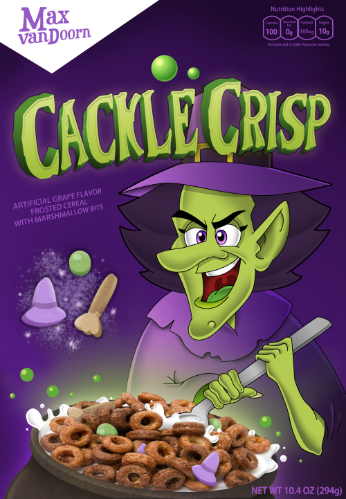 Here’s another spooky Halloween treat! A brand new Cackle Crisp monster cereal design!
