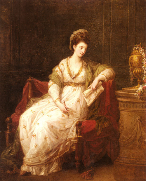 Portrait of Louise Henrietta Campbell, Later Lady Scarlett, as The Muse of Literature. Angelica Kauf