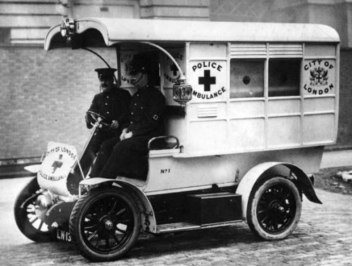 biomedicalephemera:  Ambulances Through History Ambulances post-date mobile medical units by several hundred years - the first evidence of “mobile hospitals” dates back to the units set up by the Knights Hospitallier during the first Crusades in the