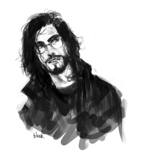 blvnk-art:sketching long haired auror Harry during a mission