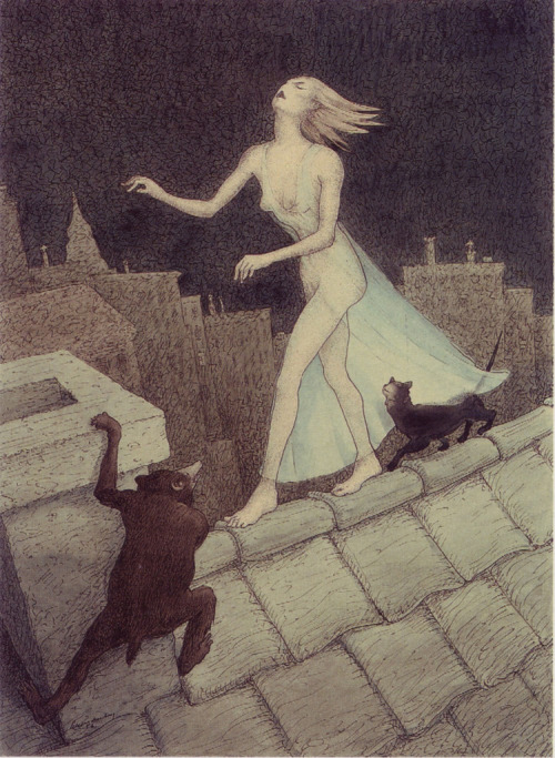 Walter Schnackenberg (German, 1880-1961, b. Bad Lauterberg, Germany) - The Sleepwalker, 1956, Drawin