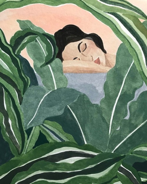 ohkiistudio:Another experiment - lady in bath with plants(at Williamsburg, Brooklyn)