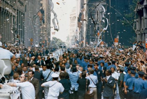 New York City welcomes the Apollo 11 crew in a ticker tape parade down Broadway and Park Avenue. Pic