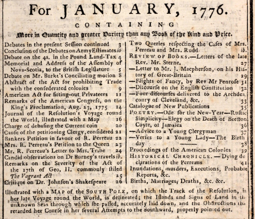 The Gentleman&rsquo;s Magazine Jan 1776the era of the early stages of the American War of Independen