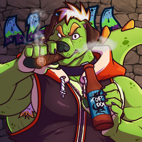 Top DogCommission forBigDino pic of his dinodog character showing how badass he can be       https:/