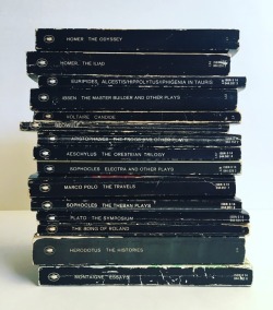 macrolit:    Giveaway Contest: We’re giving away fifteen vintage, ‘60s-era Penguin Classics by Homer, Sophocles, Herodotus, Voltaire, Plato, and others! It took me three years to accumulate these books one by one, and I’m already starting to have