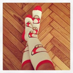 oresteblog:  i’m sexy and i know it 🍄#supermario #mushroom #socks 