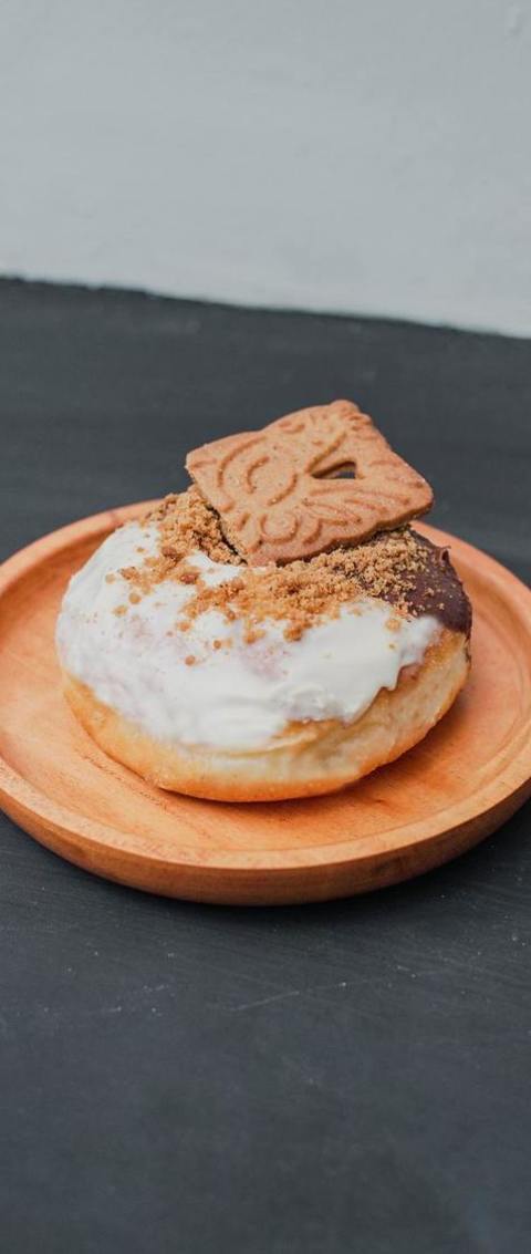 Chocolate And Vanilla Doughnut With Cookies On Top Recipe