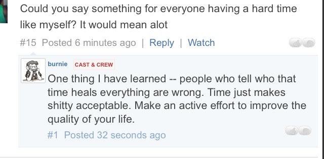 burnie-burns:Burnie giving some advice on a quick AMA