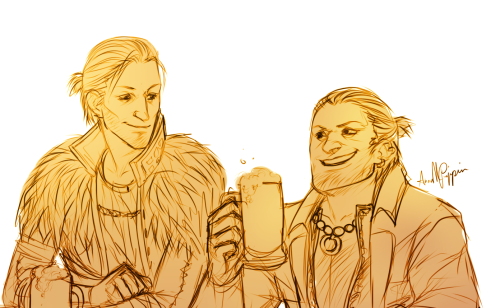 spicyshimmy:theresidentdevil:Brotp - Anders and Varric, as suggested by spicyshimmy.Just a warmup sk