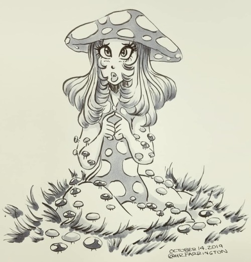 Inktober day 14 - an overgrown mushroom girl! . . . . @inktober #inktober #inktober2019 #monstergirl