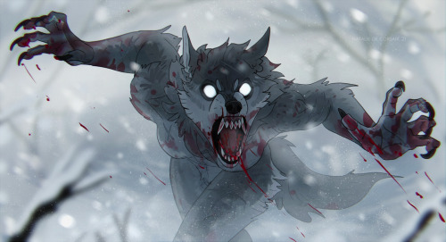 Creepy werewolves? Lady werewolves? Fighting winter werewolves? Yes, please. The first art is the fr