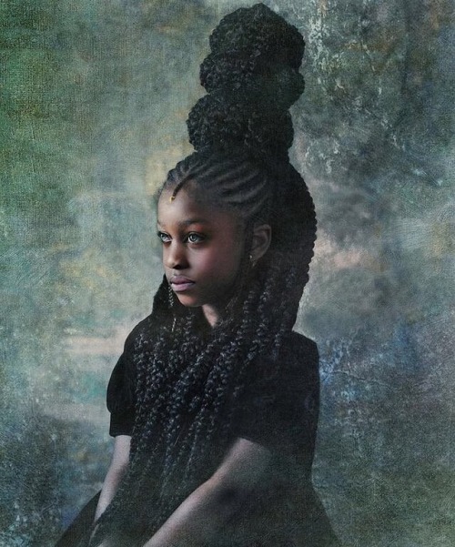 The beauty of Black Girlhood Paintings by Tawny Chatmon . . . #2frochicks #curlyhair #cherry #bighai