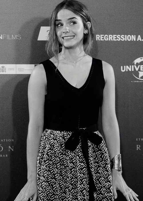 Emma Watson on her second day of promotion for Regression in Madrid, yesterday