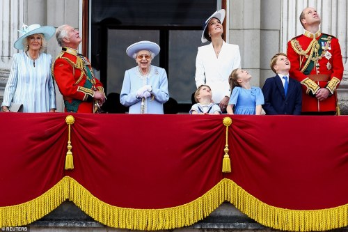 The Duchess of Cornwall, The Duchess of Cambridge, Princess Charlotte, Prince George and Prince Loui