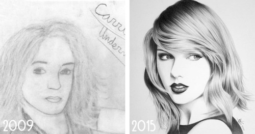 im-a-good-girl-i-am:  thingstolovefor:  wlfson:  mymodernmet:  Artists Share “Before and After” Evolution of Their Drawing Skills with Years of Practice  this gives me hope  #Love it!  Thank you so much for sharing this, this gave me hope 