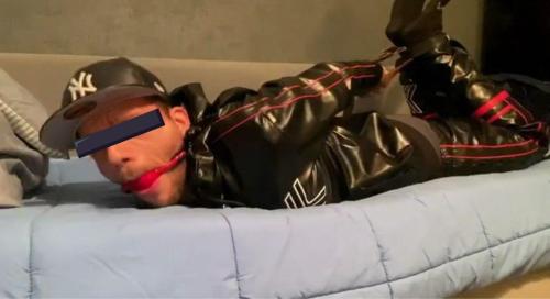 bdsmcuffsposts-blog:hogtied and gagged in leather