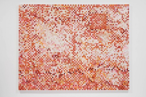 Jutta Koether A Bar at … #7 (Bruised Grid), 2014Acrylic on canvas66.93 x 86.61 in / 170 x 220cm