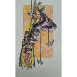 benlalli: Batgirl: Suspended #illustration #watercolor #ink #mixedmedia #art #drawing #painting #utahart #utahartist #stylized #style #watercolorpainting #design #artistsoninstagram #instawatercolor #instaart #lady #aquarelle #pen #batgirl #barbaragordon