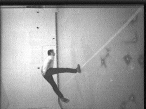 less-ismore:  Bruce Nauman, Slow Angle Walk (Beckett Walk), video still, 1968.