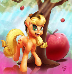 tsitra360:  Have a stylized Applejack. Imitating my older drawing Soft Cut Diamond https://www.derpibooru.org/647497  Hoping to make them as small prints for future cons.  &lt;3