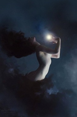 hellocoraco:“She held the moon the way she held her own heart, as if it was the only light that could guide her through the darkest nights.”— Chrissie Pinney