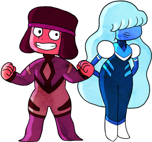 redtallin:  Tiny rocks in tiny space suits…I wanted to draw these two in homeworld spacesuits like pearl’s…