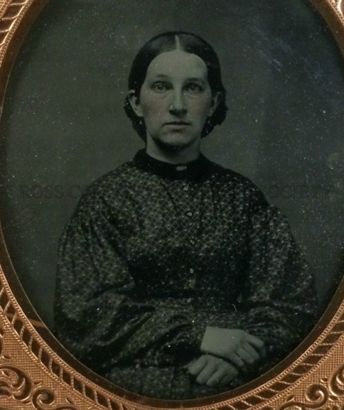 rosscountyhistoricalsociety:Unidentified woman, c. 1850. Her cheeks and lips have been tinted pink. 