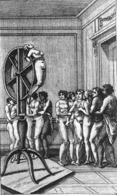 laveneredissepolta:  Author Unknown - Justine wheel in Cardoville.  gravure excerpt from Marquis De Sade’s “La Nouvelle Justine” or  ”Les infortunes de la vertu”, first published in the Netherlands in 1797, chap. 20, Fig. 38  ‘Justine’