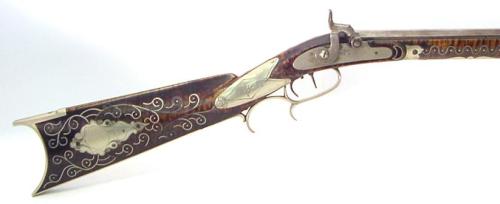 Silver mounted and inlaid American Long rifle