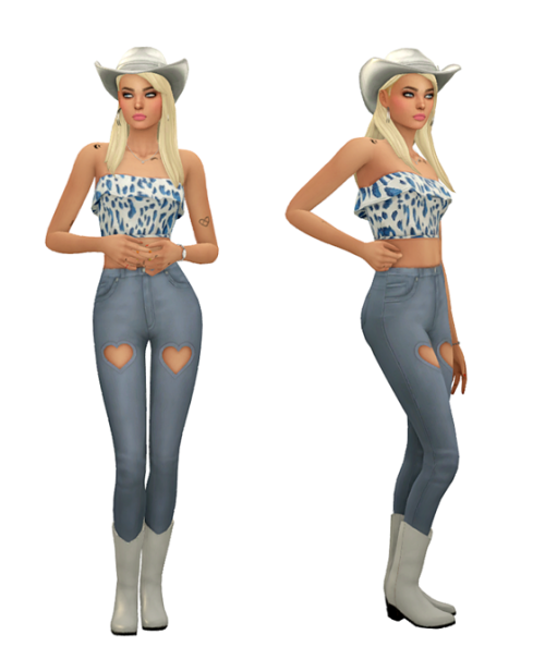 TS4 Country Girl Maxis Match LookbookSkin 1, 2 / Hair / Eyebrows / Eyes / Nosemask Clothing - To