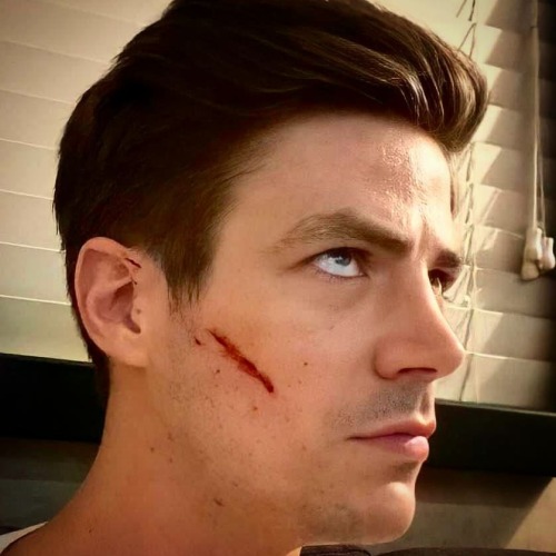 Bloody Grant Gustin (behind the scenes)