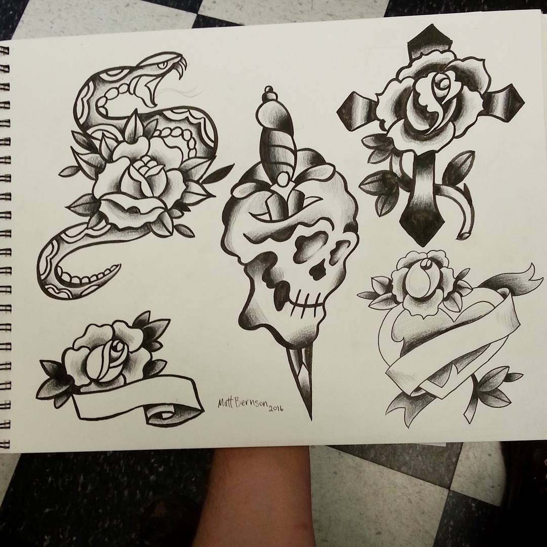 Shading some flash i freehand copied from a Bob Bradley sheet. #ink #flash #skull