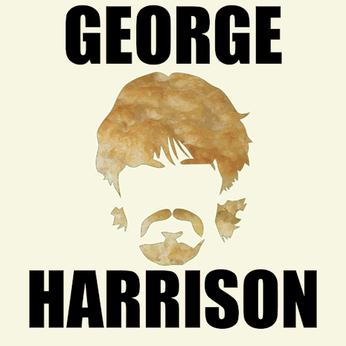 everythingclassicrock:  The Beatles: gif of every member with space behind them and food for George because that is basically his universe.  