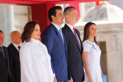 May 17, 2022: King Felipe and Queen Letizia offer an official welcome to Sheikh Tamim bin Hamad Al T