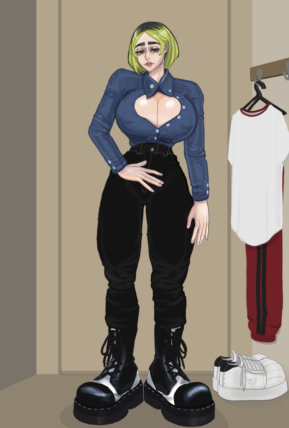 saltysopresa-blog: Casual Ofidia  Ofidia out of her exosuit. Trying on some clothes