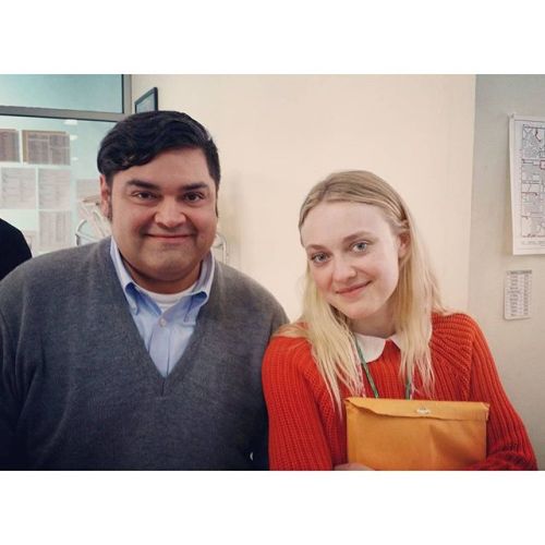 Dakota Fanning spotted backstage while filming Please Stand By on January 16, 2016.(via Instagram)