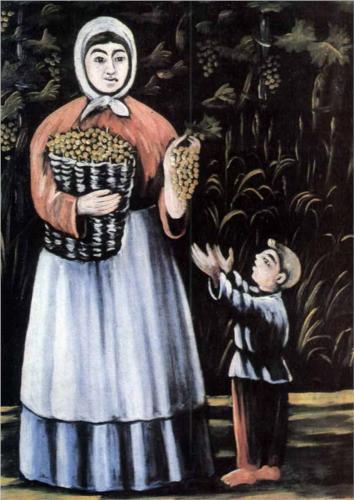 A Peasant Woman with her Son, Niko Pirosmani