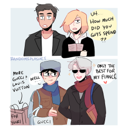 randomsplashes:  concept: victor likes to go on shopping dates with his fiancé and buys all the finest things for him   💲  😏  (insp by official art merch)