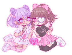 bitter-bat:Last of the charm batch. I changed the guro one for the two girls….but now I think it might be too big/wide of a design for a key chain? Thoughts? ♥