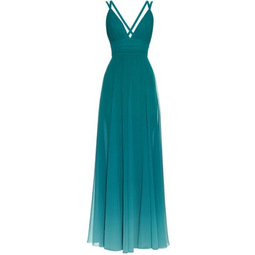 Elie Saab Dégradé V-neck georgette gown ❤ liked on Polyvore (see more blue evening dresses)