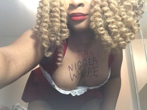 degradingblackwhores:always remember to degrade your nigger by making her embrace her inferiori