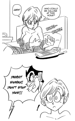 funsexydragonball:  Luckily, she didn’t pick up the phone or else Vegeta’s entertainment would’ve been cut short. :P