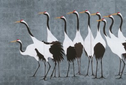 sumi-no-neko:  群鶴図 Cranes, 1988by 加山