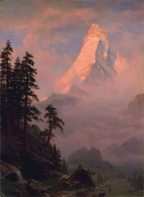 la-catharsis:Albert Bierstadt - Sunrise On The Matterhorn (1875)