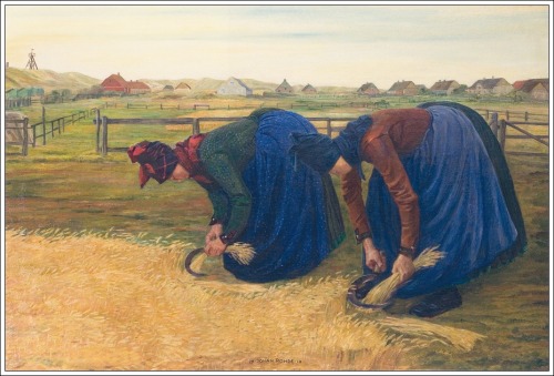 Two Women from Sønderho harvesting Grain Johan Rohde 1910